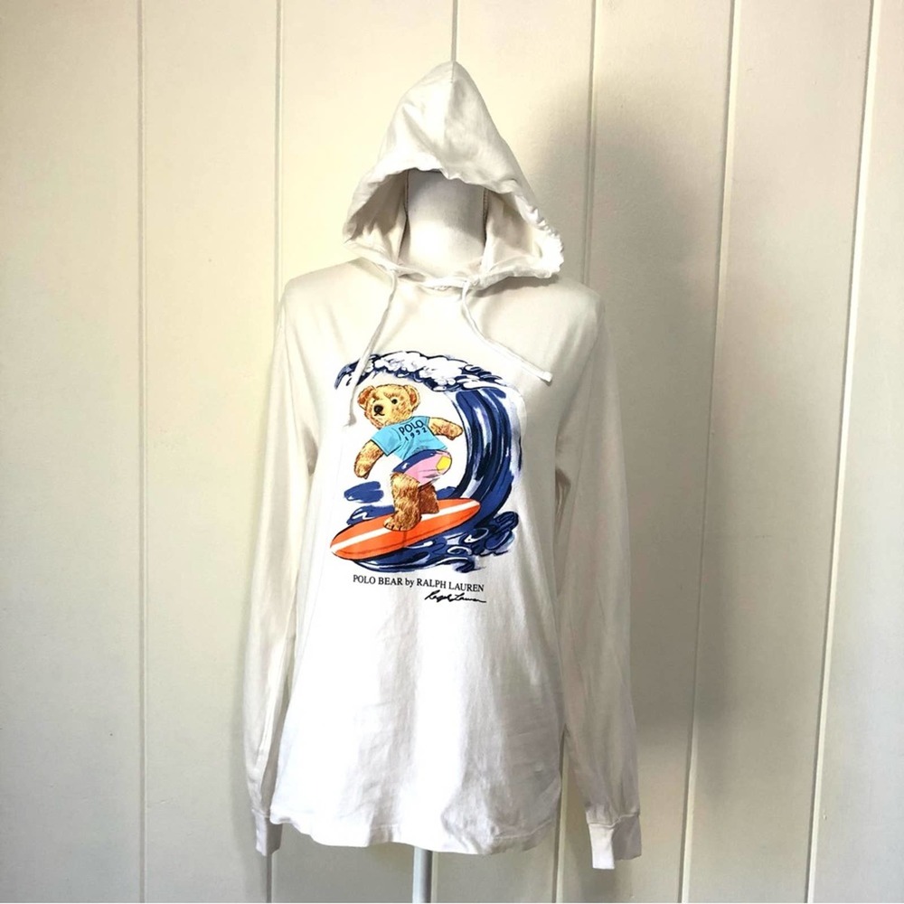 Polo Ralph Lauren Polo Bear Surfing Hoodie Cotton Lightweight Shirt Size Small